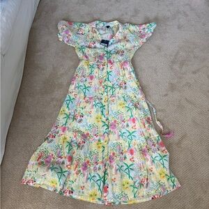 Roller Rabbit Yellow Floral Tropical Print Maxi Dress